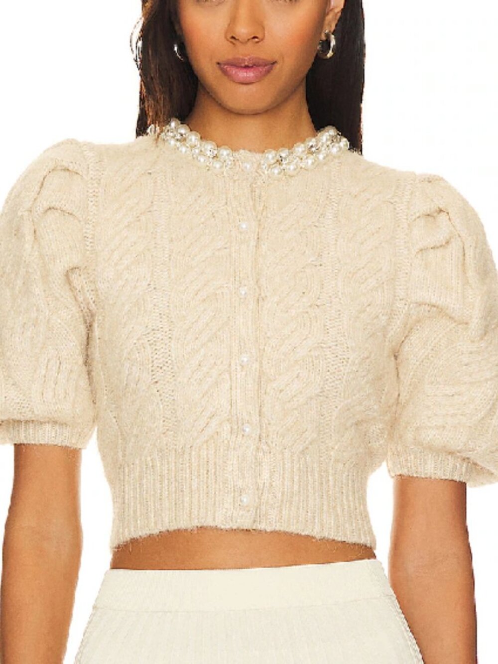 ASTR the Label Ivory Beige Cropped Sweater